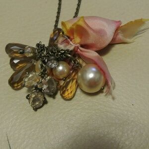 J Crew Rain Drop Pendant Pink Orange Ombre Bow